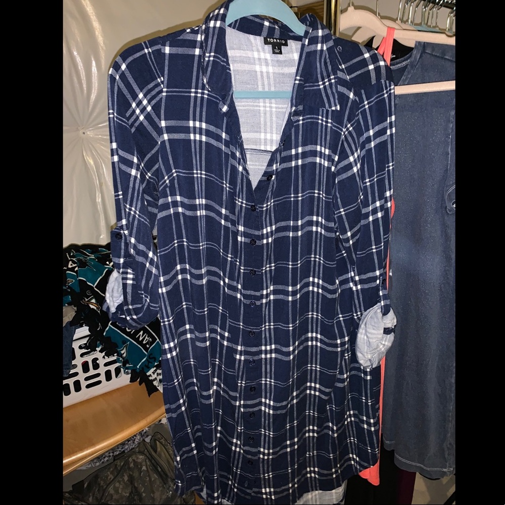 Navy plaid 3/4 sleeve dress from torrid